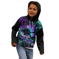 Polynesia Suicide Prevention Awareness Kid Hoodie Your Life Is Worth Living For Polynesian Blue Pattern - Wonder Print Shop