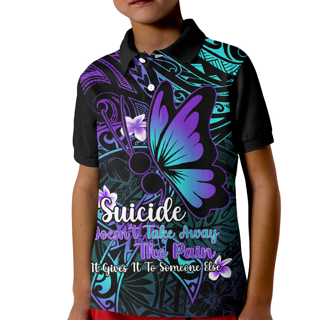 Polynesia Suicide Prevention Awareness Kid Polo Shirt Your Life Is Worth Living For Polynesian Blue Pattern - Wonder Print Shop
