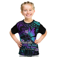 Polynesia Suicide Prevention Awareness Kid T Shirt Your Life Is Worth Living For Polynesian Blue Pattern - Wonder Print Shop