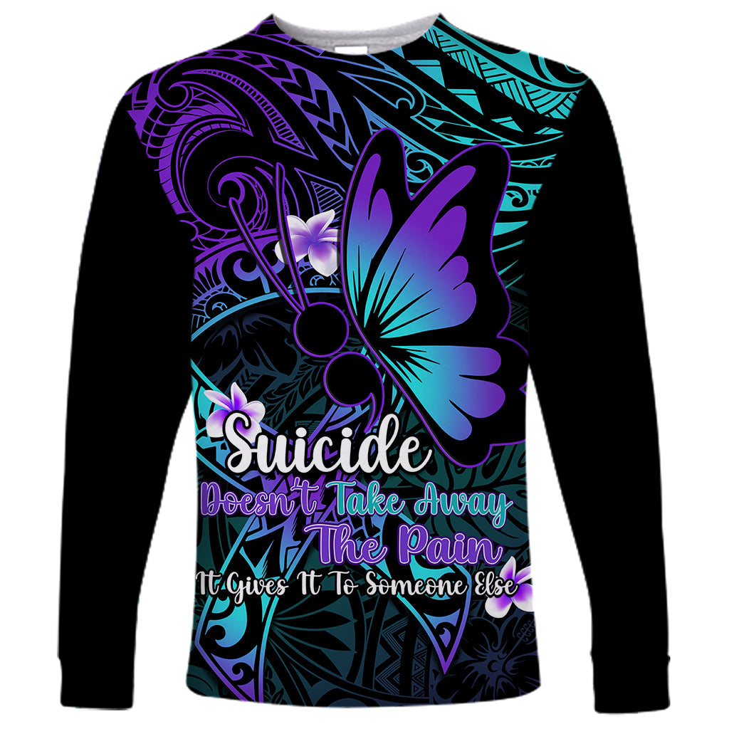 Polynesia Suicide Prevention Awareness Long Sleeve Shirt Your Life Is Worth Living For Polynesian Blue Pattern - Wonder Print Shop