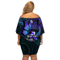 Polynesia Suicide Prevention Awareness Off Shoulder Short Dress Your Life Is Worth Living For Polynesian Blue Pattern - Wonder Print Shop
