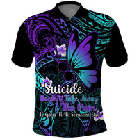 Polynesia Suicide Prevention Awareness Polo Shirt Your Life Is Worth Living For Polynesian Blue Pattern - Wonder Print Shop