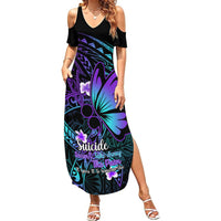 Polynesia Suicide Prevention Awareness Summer Maxi Dress Your Life Is Worth Living For Polynesian Blue Pattern - Wonder Print Shop
