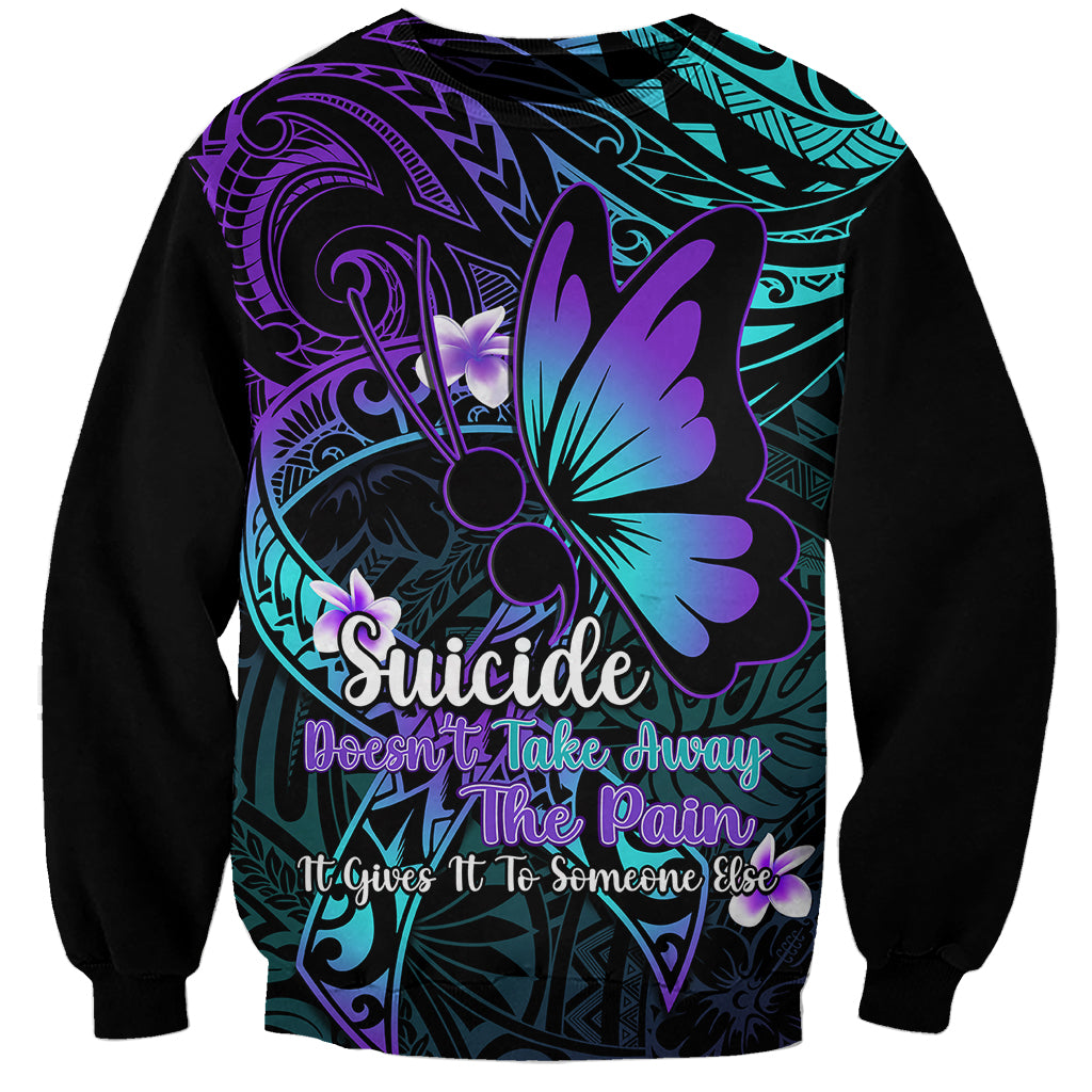 Polynesia Suicide Prevention Awareness Sweatshirt Your Life Is Worth Living For Polynesian Blue Pattern - Wonder Print Shop