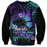 Polynesia Suicide Prevention Awareness Sweatshirt Your Life Is Worth Living For Polynesian Blue Pattern - Wonder Print Shop