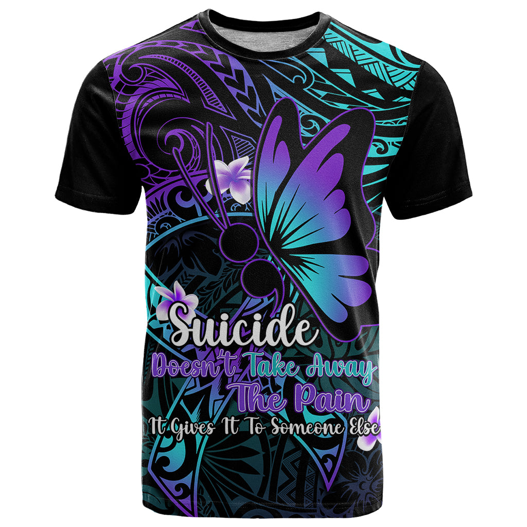 Polynesia Suicide Prevention Awareness T Shirt Your Life Is Worth Living For Polynesian Blue Pattern - Wonder Print Shop