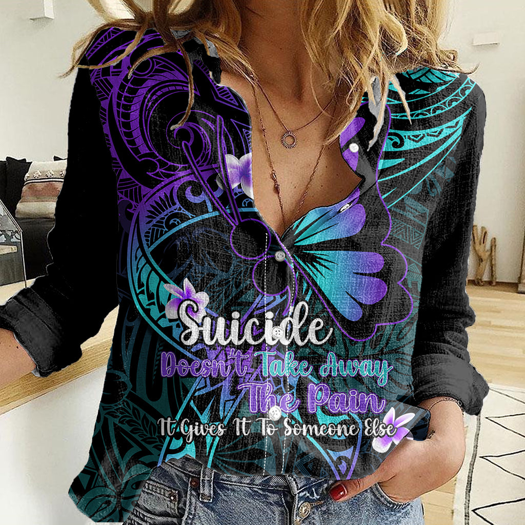 Polynesia Suicide Prevention Awareness Women Casual Shirt Your Life Is Worth Living For Polynesian Blue Pattern - Wonder Print Shop