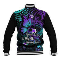 Polynesia Suicide Prevention Awareness Baseball Jacket Your Life Is Worth Living For Polynesian Gold Pattern - Wonder Print Shop