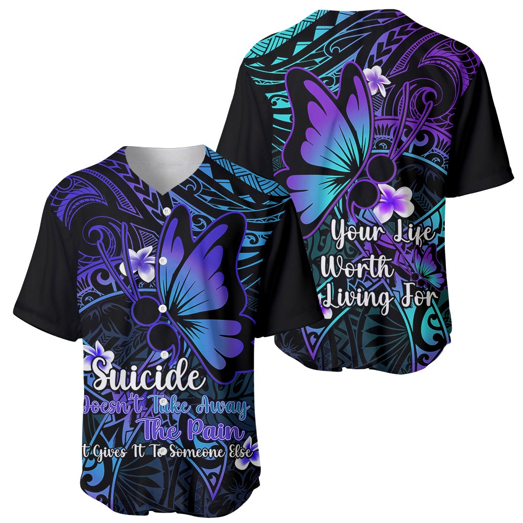 Polynesia Suicide Prevention Awareness Baseball Jersey Your Life Is Worth Living For Polynesian Gold Pattern - Wonder Print Shop