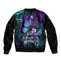 Polynesia Suicide Prevention Awareness Bomber Jacket Your Life Is Worth Living For Polynesian Gold Pattern - Wonder Print Shop