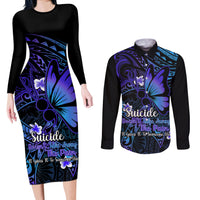 Polynesia Suicide Prevention Awareness Couples Matching Long Sleeve Bodycon Dress and Long Sleeve Button Shirts Your Life Is Worth Living For Polynesian Gold Pattern - Wonder Print Shop