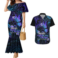 Polynesia Suicide Prevention Awareness Couples Matching Mermaid Dress and Hawaiian Shirt Your Life Is Worth Living For Polynesian Gold Pattern - Wonder Print Shop