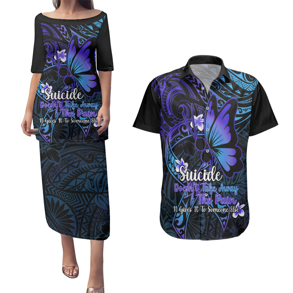 Polynesia Suicide Prevention Awareness Couples Matching Puletasi Dress and Hawaiian Shirt Your Life Is Worth Living For Polynesian Gold Pattern - Wonder Print Shop