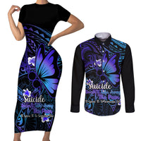 Polynesia Suicide Prevention Awareness Couples Matching Short Sleeve Bodycon Dress and Long Sleeve Button Shirts Your Life Is Worth Living For Polynesian Gold Pattern - Wonder Print Shop