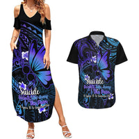Polynesia Suicide Prevention Awareness Couples Matching Summer Maxi Dress and Hawaiian Shirt Your Life Is Worth Living For Polynesian Gold Pattern - Wonder Print Shop