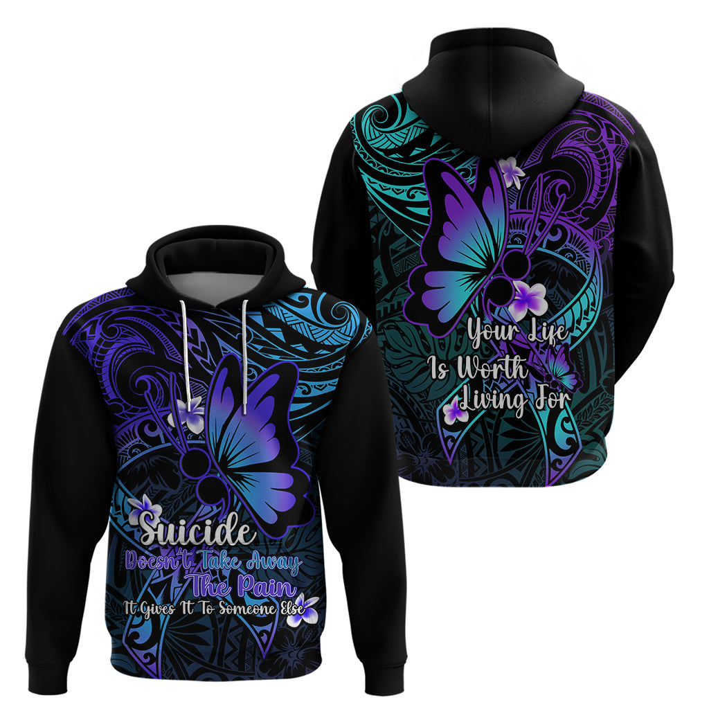 Polynesia Suicide Prevention Awareness Hoodie Your Life Is Worth Living For Polynesian Gold Pattern - Wonder Print Shop