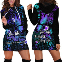 Polynesia Suicide Prevention Awareness Hoodie Dress Your Life Is Worth Living For Polynesian Gold Pattern - Wonder Print Shop