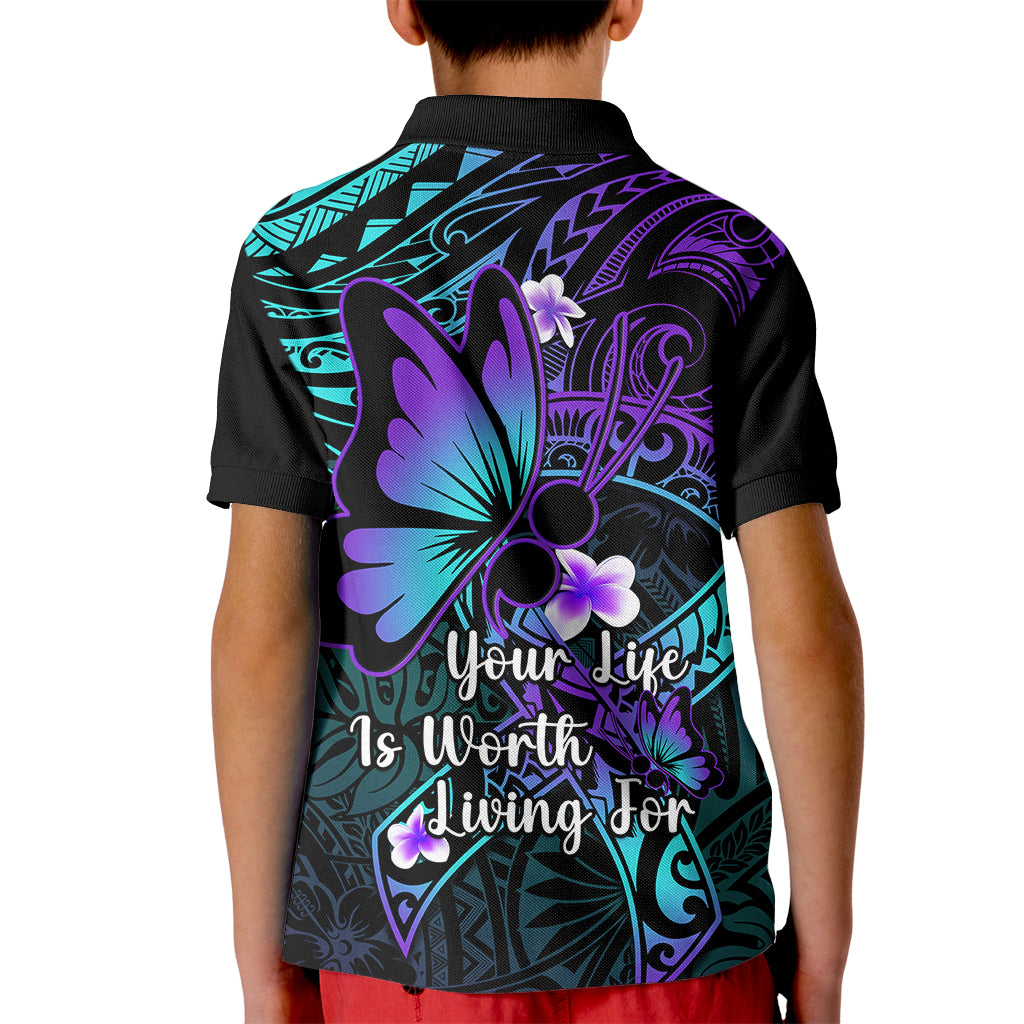 Polynesia Suicide Prevention Awareness Kid Polo Shirt Your Life Is Worth Living For Polynesian Gold Pattern - Wonder Print Shop