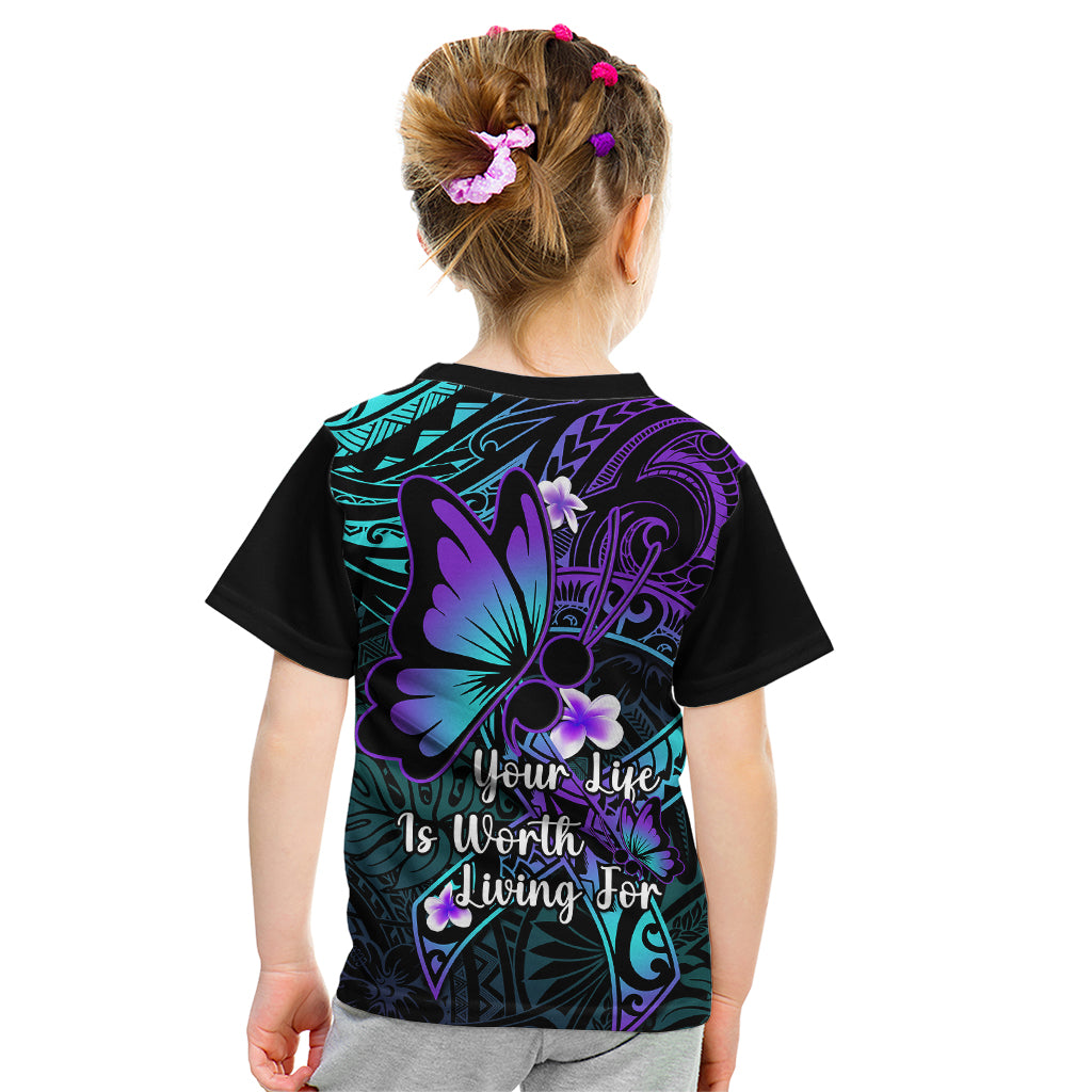 Polynesia Suicide Prevention Awareness Kid T Shirt Your Life Is Worth Living For Polynesian Gold Pattern - Wonder Print Shop