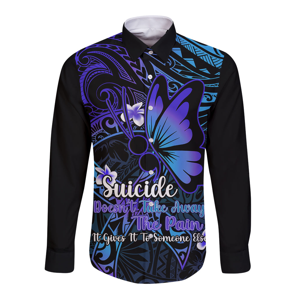 Polynesia Suicide Prevention Awareness Long Sleeve Button Shirt Your Life Is Worth Living For Polynesian Gold Pattern - Wonder Print Shop