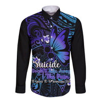 Polynesia Suicide Prevention Awareness Long Sleeve Button Shirt Your Life Is Worth Living For Polynesian Gold Pattern - Wonder Print Shop