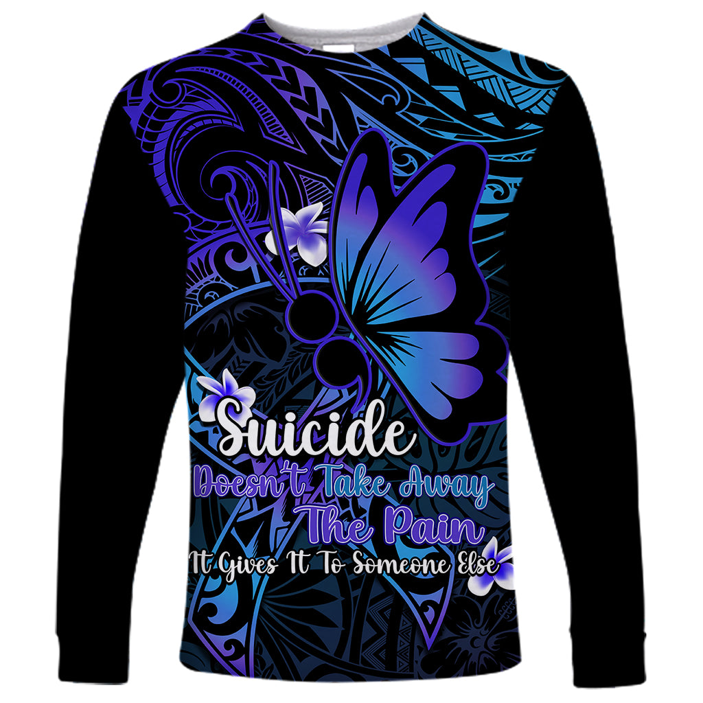 Polynesia Suicide Prevention Awareness Long Sleeve Shirt Your Life Is Worth Living For Polynesian Gold Pattern - Wonder Print Shop