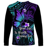 Polynesia Suicide Prevention Awareness Long Sleeve Shirt Your Life Is Worth Living For Polynesian Gold Pattern - Wonder Print Shop