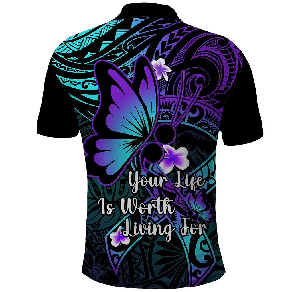 Polynesia Suicide Prevention Awareness Polo Shirt Your Life Is Worth Living For Polynesian Gold Pattern - Wonder Print Shop