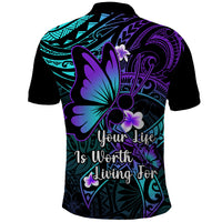 Polynesia Suicide Prevention Awareness Polo Shirt Your Life Is Worth Living For Polynesian Gold Pattern - Wonder Print Shop