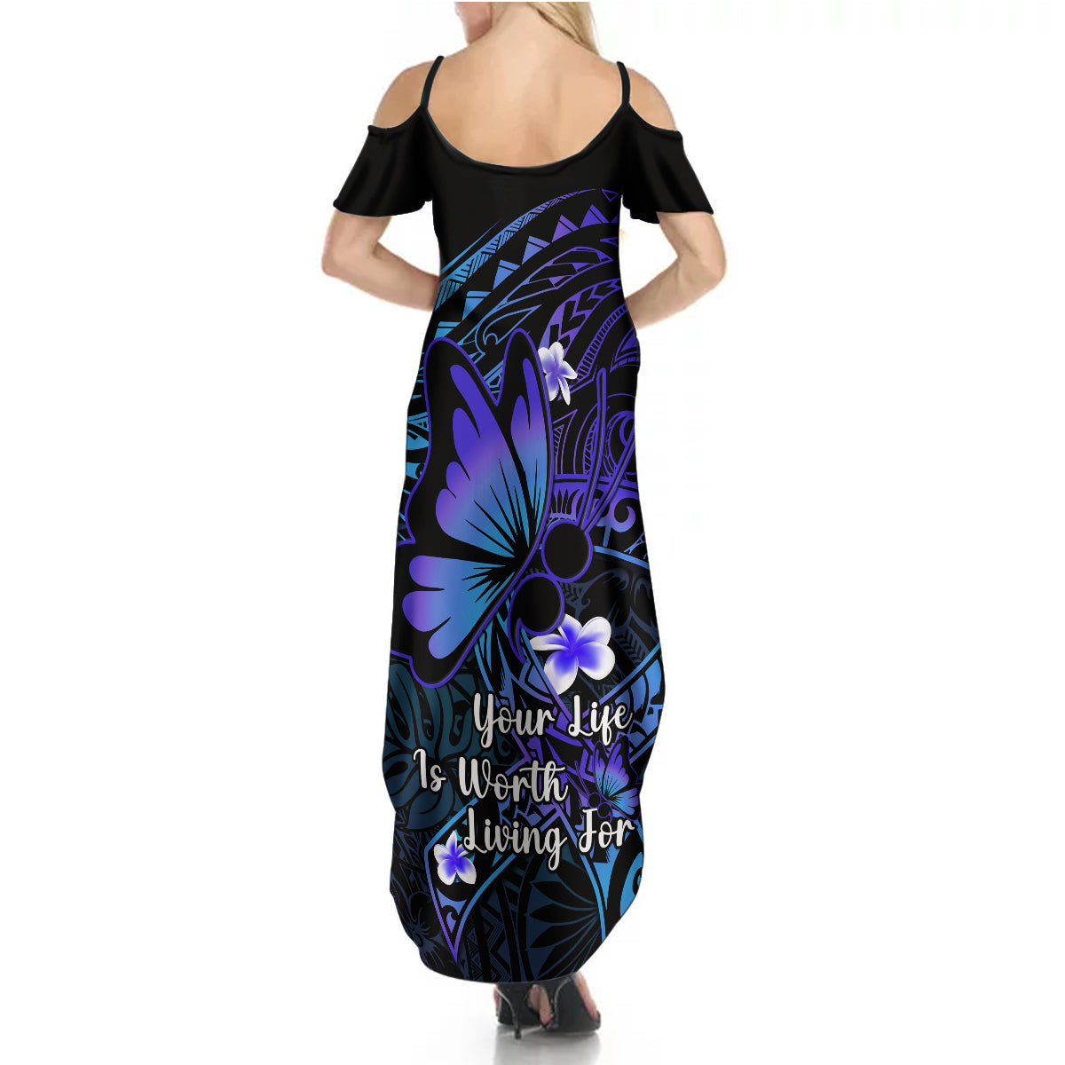 Polynesia Suicide Prevention Awareness Summer Maxi Dress Your Life Is Worth Living For Polynesian Gold Pattern - Wonder Print Shop