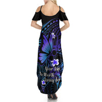 Polynesia Suicide Prevention Awareness Summer Maxi Dress Your Life Is Worth Living For Polynesian Gold Pattern - Wonder Print Shop