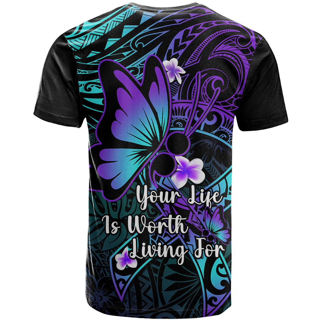 Polynesia Suicide Prevention Awareness T Shirt Your Life Is Worth Living For Polynesian Gold Pattern - Wonder Print Shop