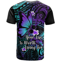 Polynesia Suicide Prevention Awareness T Shirt Your Life Is Worth Living For Polynesian Gold Pattern - Wonder Print Shop