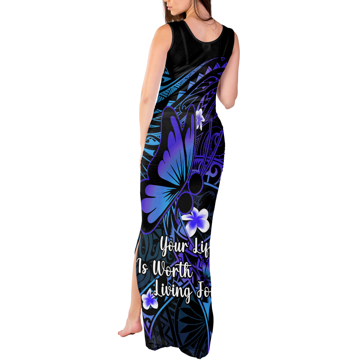 Polynesia Suicide Prevention Awareness Tank Maxi Dress Your Life Is Worth Living For Polynesian Gold Pattern - Wonder Print Shop