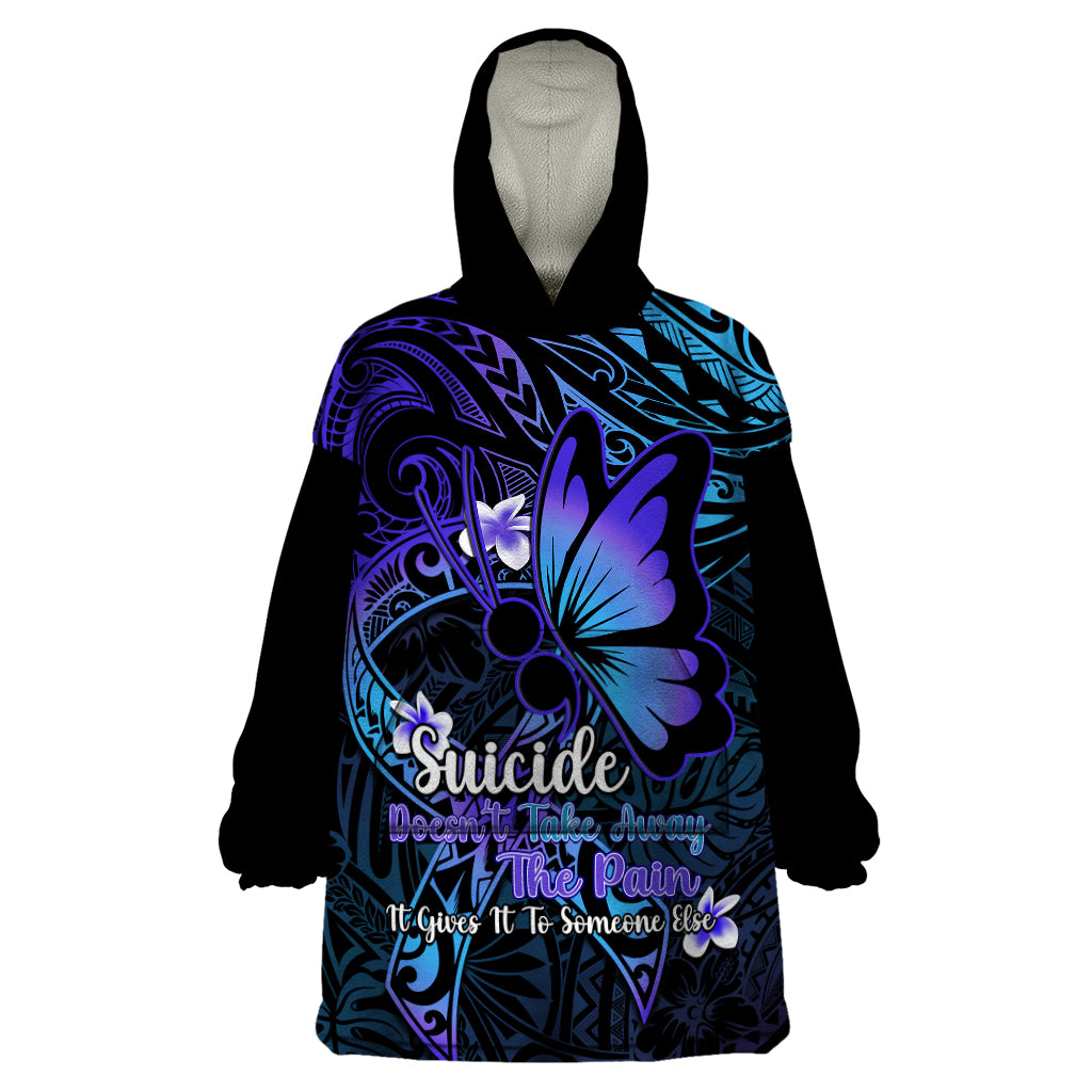 Polynesia Suicide Prevention Awareness Wearable Blanket Hoodie Your Life Is Worth Living For Polynesian Gold Pattern - Wonder Print Shop