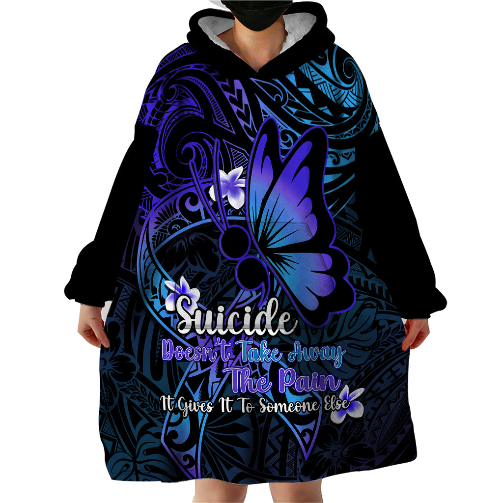 Polynesia Suicide Prevention Awareness Wearable Blanket Hoodie Your Life Is Worth Living For Polynesian Gold Pattern - Wonder Print Shop