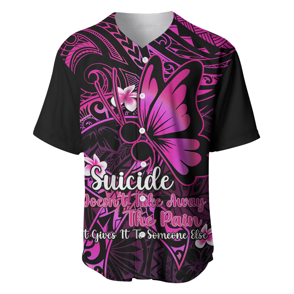 Polynesia Suicide Prevention Awareness Baseball Jersey Your Life Is Worth Living For Polynesian Pink Pattern - Wonder Print Shop