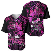 Polynesia Suicide Prevention Awareness Baseball Jersey Your Life Is Worth Living For Polynesian Pink Pattern - Wonder Print Shop