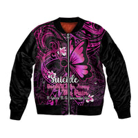 Polynesia Suicide Prevention Awareness Bomber Jacket Your Life Is Worth Living For Polynesian Pink Pattern - Wonder Print Shop