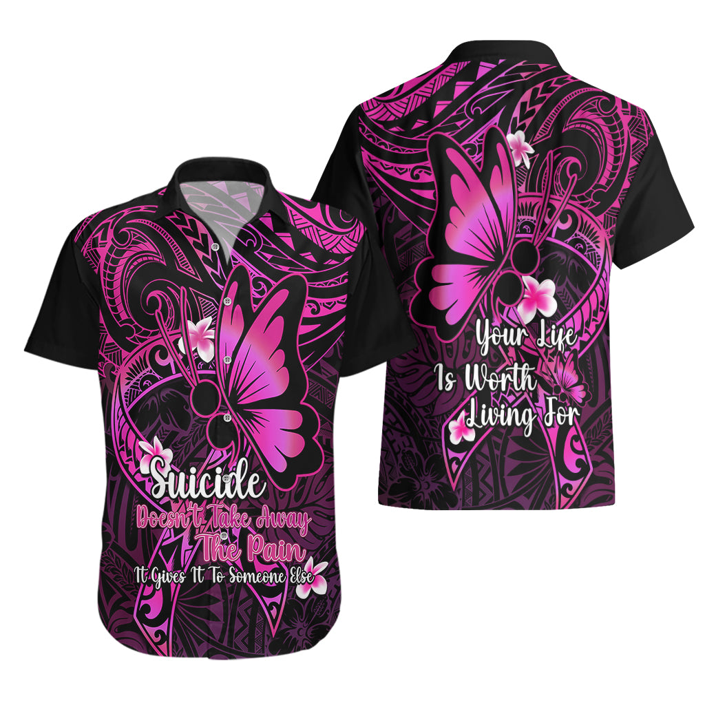 Polynesia Suicide Prevention Awareness Hawaiian Shirt Your Life Is Worth Living For Polynesian Pink Pattern - Wonder Print Shop