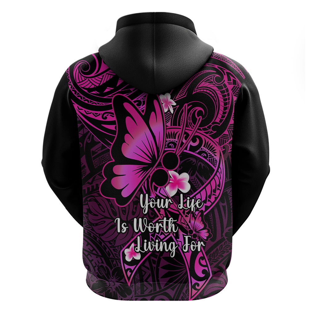Polynesia Suicide Prevention Awareness Hoodie Your Life Is Worth Living For Polynesian Pink Pattern - Wonder Print Shop
