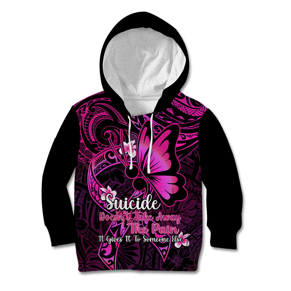 Polynesia Suicide Prevention Awareness Kid Hoodie Your Life Is Worth Living For Polynesian Pink Pattern - Wonder Print Shop