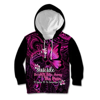 Polynesia Suicide Prevention Awareness Kid Hoodie Your Life Is Worth Living For Polynesian Pink Pattern - Wonder Print Shop