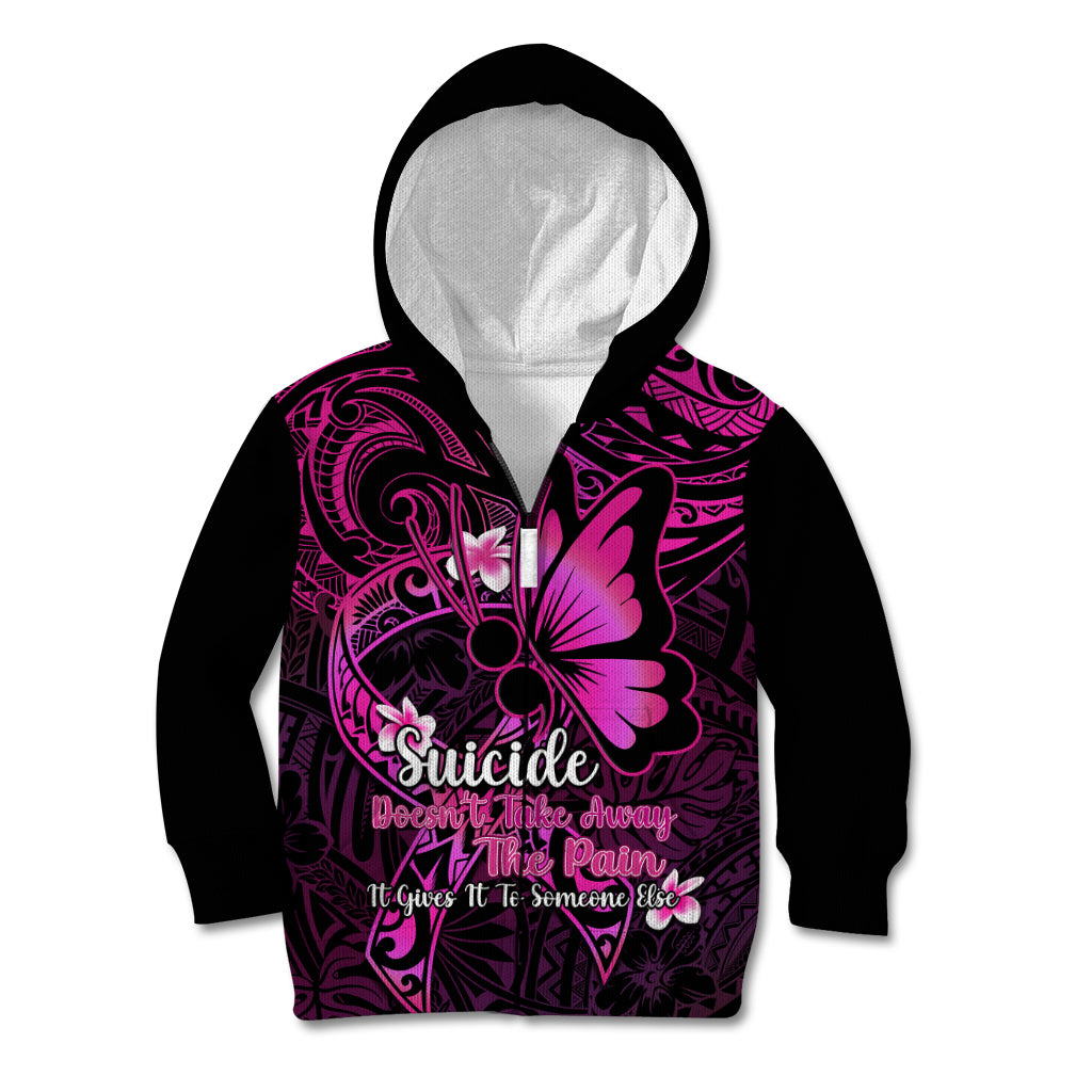 Polynesia Suicide Prevention Awareness Kid Hoodie Your Life Is Worth Living For Polynesian Pink Pattern - Wonder Print Shop