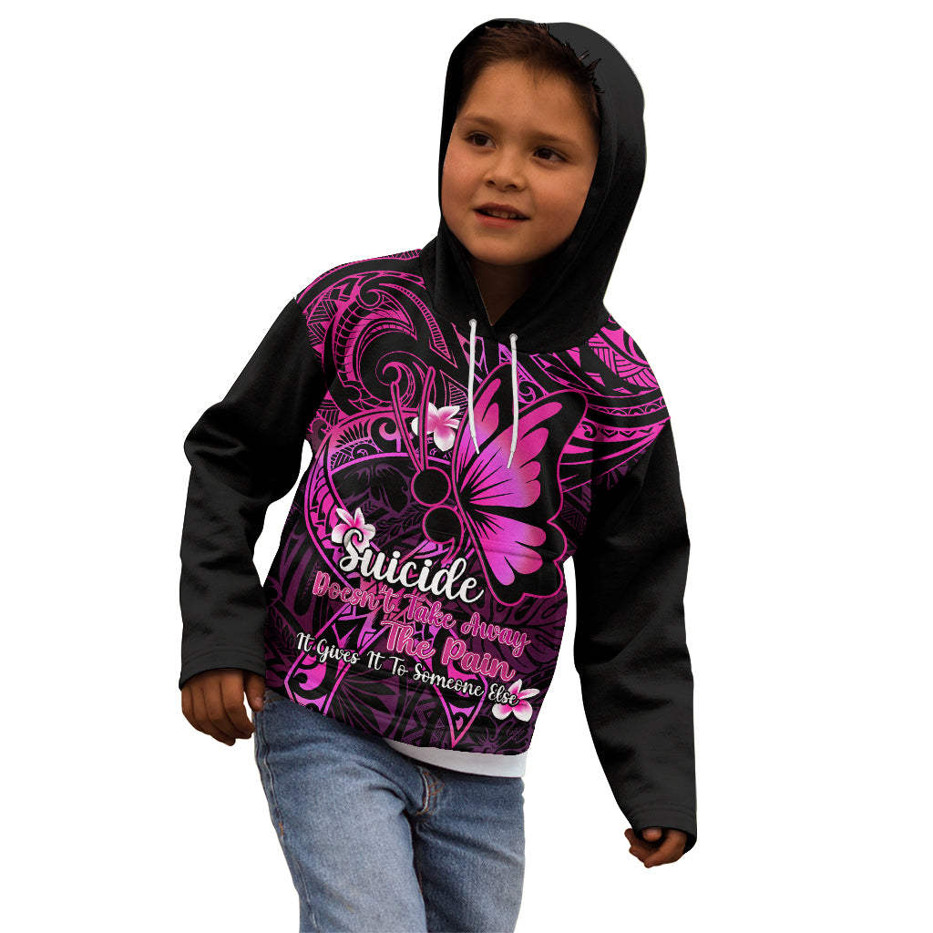 Polynesia Suicide Prevention Awareness Kid Hoodie Your Life Is Worth Living For Polynesian Pink Pattern - Wonder Print Shop