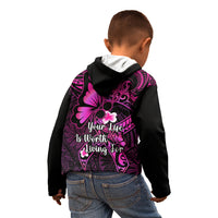 Polynesia Suicide Prevention Awareness Kid Hoodie Your Life Is Worth Living For Polynesian Pink Pattern - Wonder Print Shop