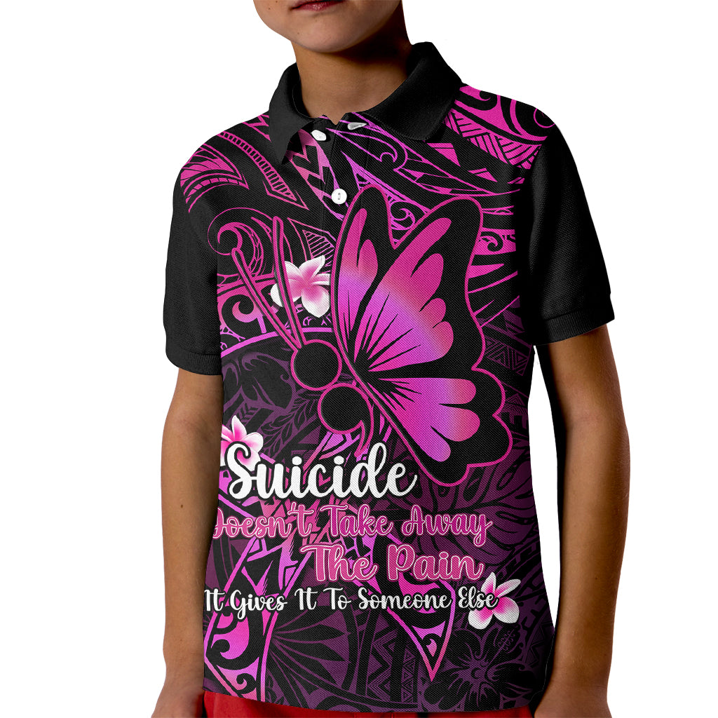 Polynesia Suicide Prevention Awareness Kid Polo Shirt Your Life Is Worth Living For Polynesian Pink Pattern - Wonder Print Shop