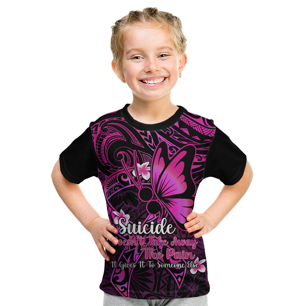 Polynesia Suicide Prevention Awareness Kid T Shirt Your Life Is Worth Living For Polynesian Pink Pattern - Wonder Print Shop