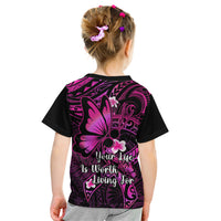 Polynesia Suicide Prevention Awareness Kid T Shirt Your Life Is Worth Living For Polynesian Pink Pattern - Wonder Print Shop