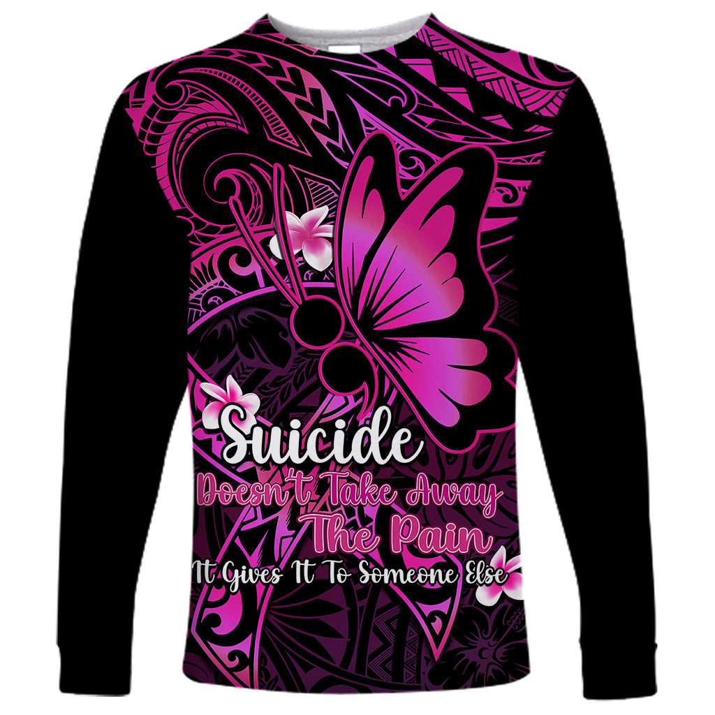 Polynesia Suicide Prevention Awareness Long Sleeve Shirt Your Life Is Worth Living For Polynesian Pink Pattern - Wonder Print Shop